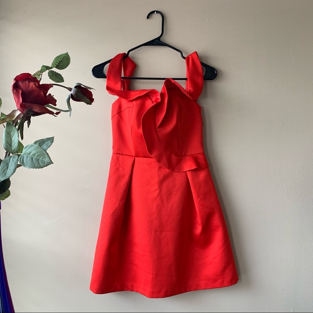 🇺🇦NEW Topshop Hot red off the shoulder ruffle dress